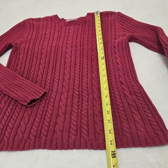 Vintage‎ Womens Cable-Knit Red Sweater 100% Cotton Preppy Sz Large - Picture 7 of 11